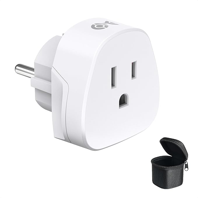 Cable Matters Type F Plug Adapter for Travel, US to EU Plug Adapter, Type E/F Power Converter for German/Austria/Slovakia/Bulgaria/France/Russia, CE & RoHS Certified