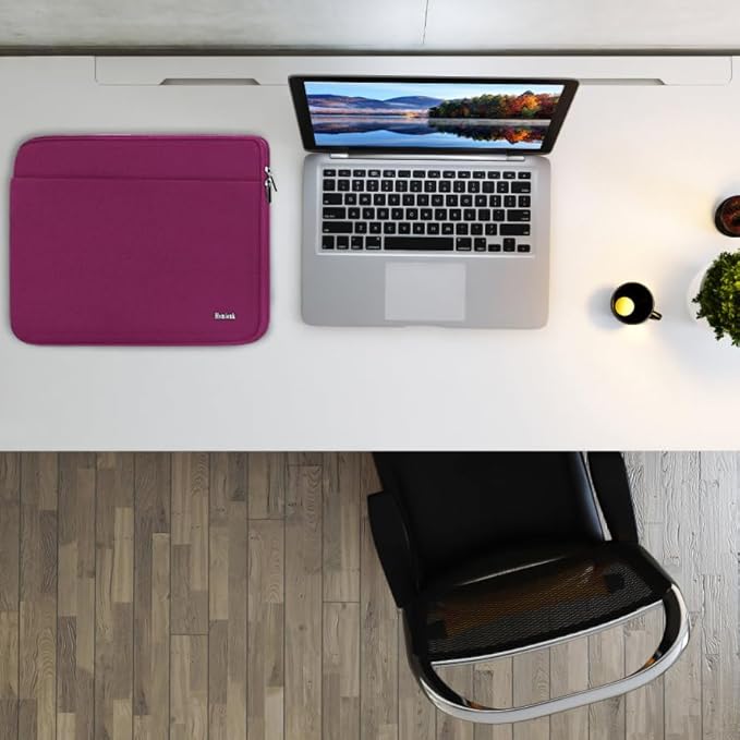 Laptop Case 14 inch, Shockproof Protective Notebook Cover Bag with Accessory Pocket, Carrying Laptop Sleeve Compatible for MacBook HP Lenovo Dell Asus Acer, Rose Red