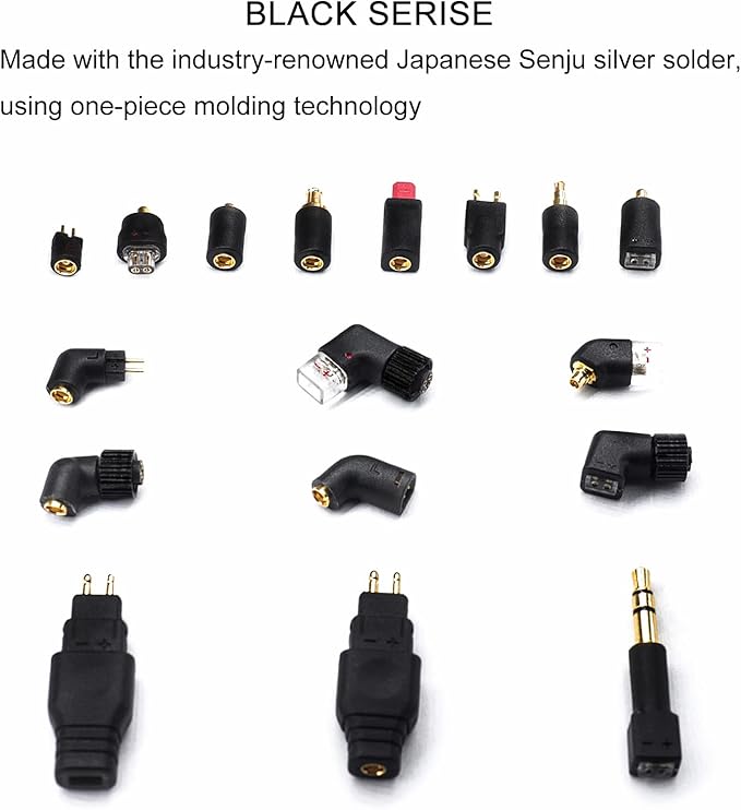 okcsc 0.78/0.75 2 Pin Female to 3.5mm Male Adapter Work for 2 Pin Cable Connected with Hifiman HE4XX HE-350 HE1000 HE-400i HE560 Headset Connector Black