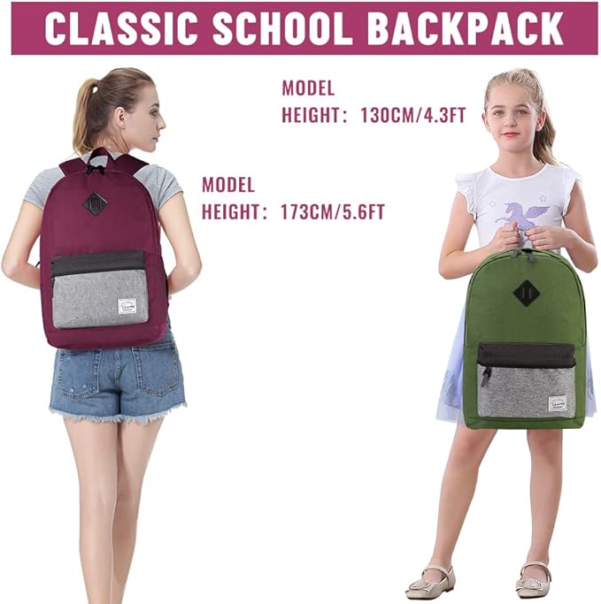 Backpack for Men Women,VASCHY Water-Resistant School Backpack Bookbag Schoolbag Casual Daypack Work Burgundy