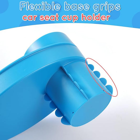 Car Seat Tray - Easily Expands Snack Tray Cup Holder Tray into 360° Cup & Travel Tray for Kids Car Seat, Booster, and Stroller (Blue)