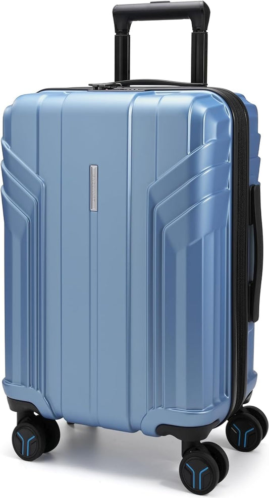 BAGSMART Expandable Carry On Luggage 22x14x9 Airline Approved, 1OO% PC Lightweight Hard Shell Suitcase, 20 Inch Travel Luggage with Spinner Wheels, Waterproof Rolling Suitcase,Blue