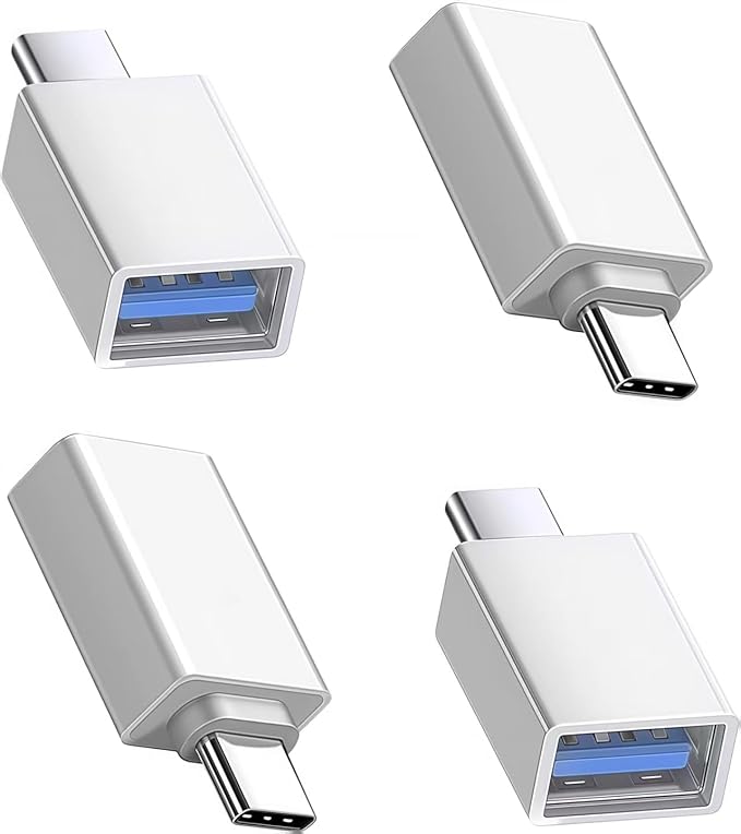 4 Pack USBc Male to USBa Female Adapter,OTG Converter with 5/10 Gbps High Speed Data Transfer,USB to USBC Adapter Compatible with Apple iWatch iPhone 16/15,MacBook,Samsung etc.