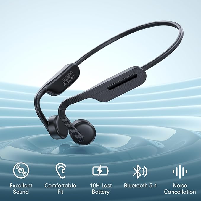 Bone Conduction Headphones, Open Ear Headphones, Superior Sound Wireless Bluetooth Running Headphones 10H Playtime, Comfortable Fit Waterproof for Music, Workouts, Travel