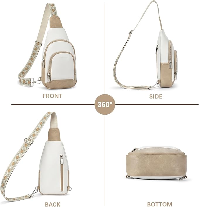 BOSTANTEN Sling Bag for Women Leather Crossbody Bag Vintage Cross Body Purse for Travel with Guitar Strap, Bohemian Style