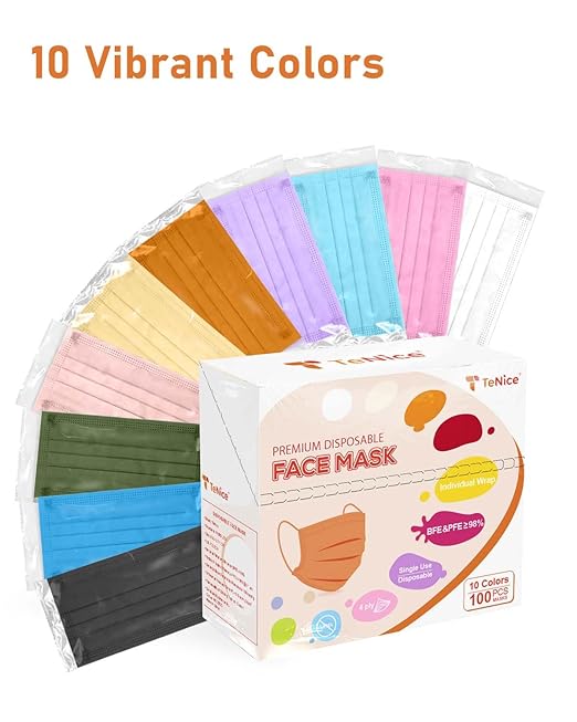 Face Masks Disposable 100 Pack, 4 Ply ASTM Level 3 Medical Grade, Breathable for Adult Outdoor Protection, Individually Wrapped for Home, School & Office, Classic