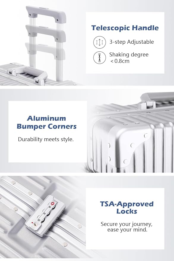 HotWay 24 Inch Checked in Luggage with Aluminum Frame, PC Hard Shell Suitcase with Spinner Wheels and TSA Lock, Large Suitcase for Business Travel, Green