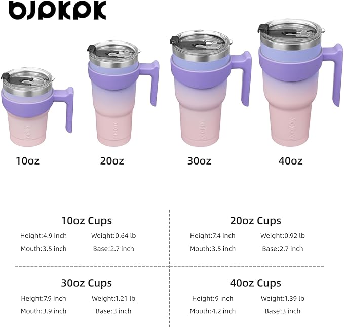 BJPKPK 30 oz Tumbler With Handle And Straw Stainless Steel Travel Mug Insulated Tumbler Cups With Lids,Pastel Sunset