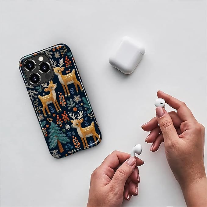 Case for iPhone 14 Pro Max Case,Cute Christmas Reindeer Design - Hybrid Dual Protection Silicone + Hard PC Shockproof Full Body Cover Slim Anti-Scratch Protective Case for Men Women