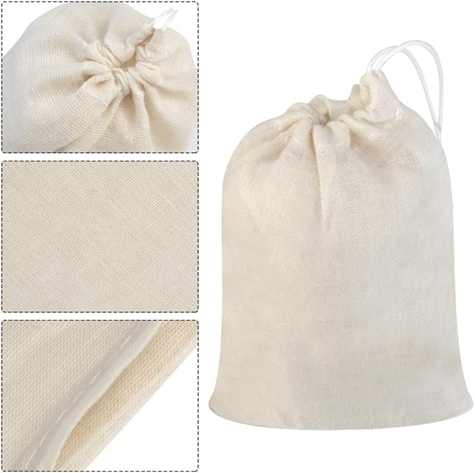 Tayfremn Cotton Drawstring Bags, Reusable Muslin Bag Natural Cotton Bags with Drawstring Produce Bag Bulk Gift Bag Jewelry Pouch for Party Wedding Home Storage, Natural Color (3 by 4 Inches)