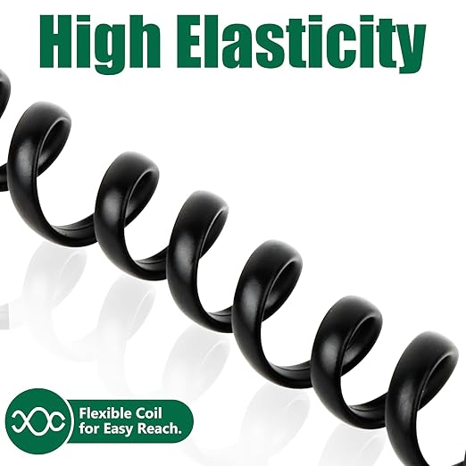 Lativu Telephone Cord 12FT Uncoiled/1.4FT Coiled, 2 Pack Phone Cord for Landline, RJ9 Telephone Cords for Landline Phones, Ofiice/Home Use-Black