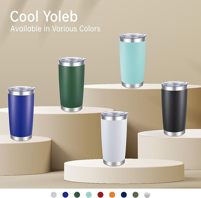 20 oz Tumbler Stainless Steel Tumblers with Lid Double Wall Vacuum Insulated Coffee Mug 20oz Powder Coated Cup for Hot and Cold Drinks, Turquoise, 1 pack