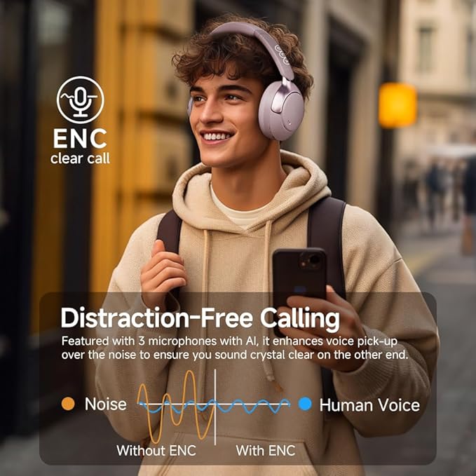 QCY H3 PRO Adaptive ANC Wireless Headphones Over Ear, 50dB Active Noise Cancellation with Multiple Modes, LDAC Hi-Res Wireless Audio, 55H Playtime, Custom EQ via App, Bluetooth 5.4