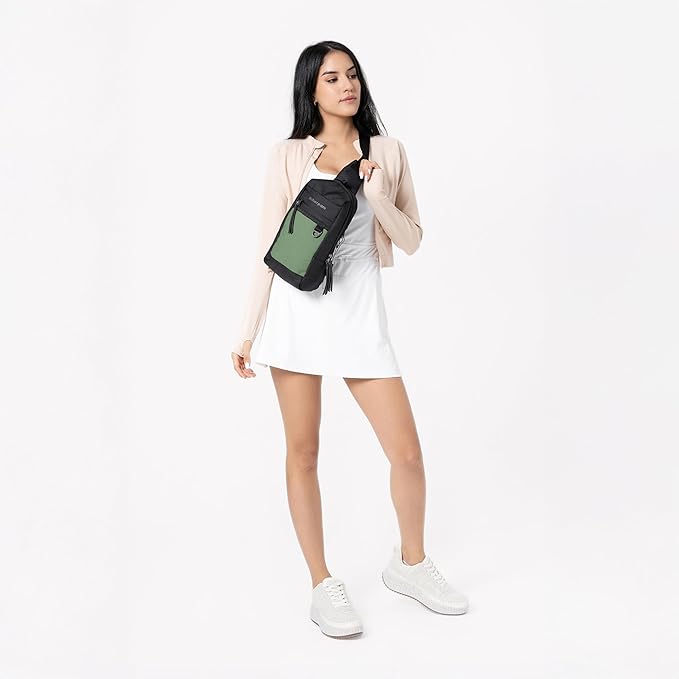 Sherpani Metro, Anti Theft Sling Bag, Sling Backpack, 5L Travel Bag, Shoulder Chest Purse, Crossbody Backpack for Women, Metal Hardware, Travel Gift (Basil Pro)