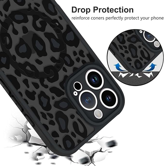 KANGHAR Case for iPhone 16 Pro Phone Case [Compatible with Magsafe] Leopard Printed Pattern Cute Cheetah Protective Magnetic Case for Girls Women Men 6.3"
