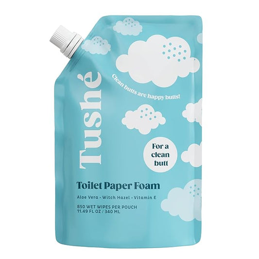 Toilet Paper Foam Spray Refill – Flushable Wet Wipe Alternative for Sensitive Skin – Unscented, Septic Safe – Aloe Vera, Witch Hazel & Vitamin E – 340ml (11.49 fl oz)