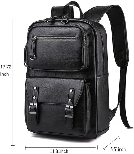 CHAO RAN Leather Backpack For Men Business Laptop Backpack Waterproof Travel College Backpack Daily Work Bags