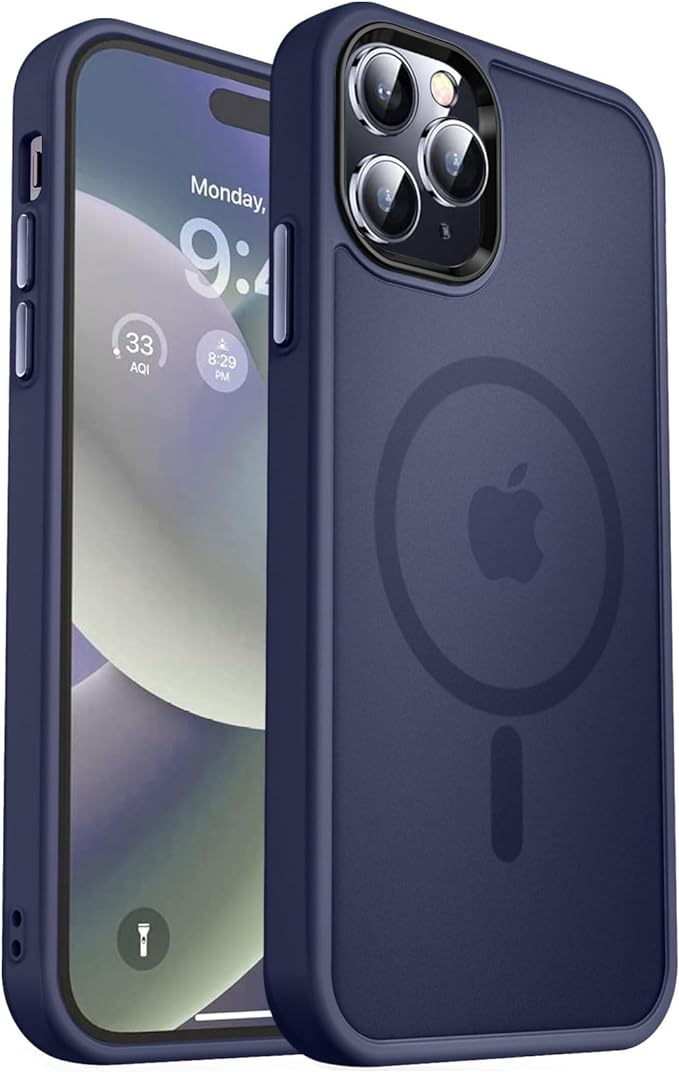 MOCCA Strong Magnetic for iPhone 14 Pro Max Case [Compatible with Magsafe] [10FT Military Grade Protective] Translucent Matte Slim Shockproof Case for iPhone 14 Pro Max 6.7"- Deep Blue
