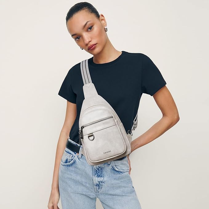 7L Sling Bag for Women Men Vegan Leather Crossbody Bags Fanny Pack Purse Backpack Over Shoulder Bag Travel Anti Theft