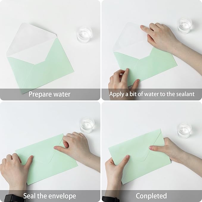 YINUOYOUJIA 50 PCS Pearl Mint Green Envelopes A7,5 x 7 Mint Green Shimmer Envelopes for Invitation,Perfect for Wedding Invitation Cards,Birthday RSVP Invite,5.25 x 7.25 inches