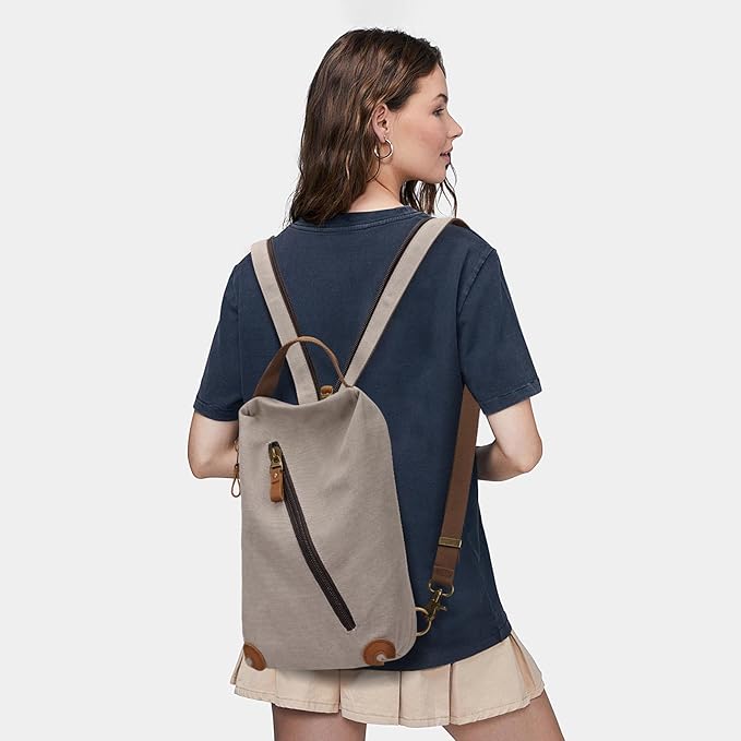 KL928 Canvas Sling Bag crossbody Bags Small Backpack Pack Travel Purse convertible purses for Women Men