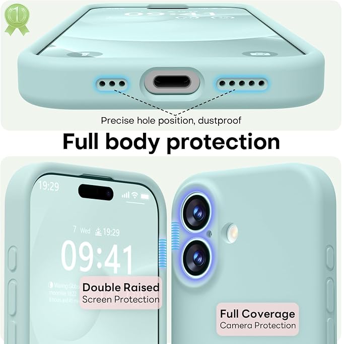 LOVE 3000 Designed for iPhone 17 Case, Premium Silicone [Compatible with Magsafe][Soft Anti-Scratch Microfiber Lining] Shockproof Protective Phone Case for Men Women 6.3", Mint