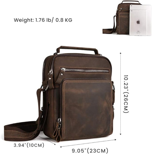 Genuine Leather Small Messenger Bag for Men Vintage Shoulder Crossbody Bags for Work Business Travel