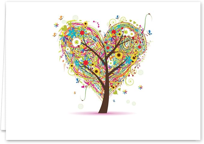 Seasons of Life Note Card Assortment Pack/Set Of 24 Greeting Cards And White Envelopes / 4 7/8" x 3 1/2" Cards Featuring 4 Seasonal Tree Designs