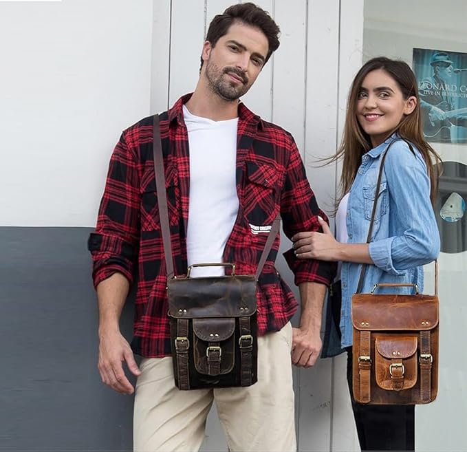 jaald Genuine Leather Messenger Bag Vintage Laptop Crossbody Bag Satchel Man Purse Shoulder Bag for man woman office bag