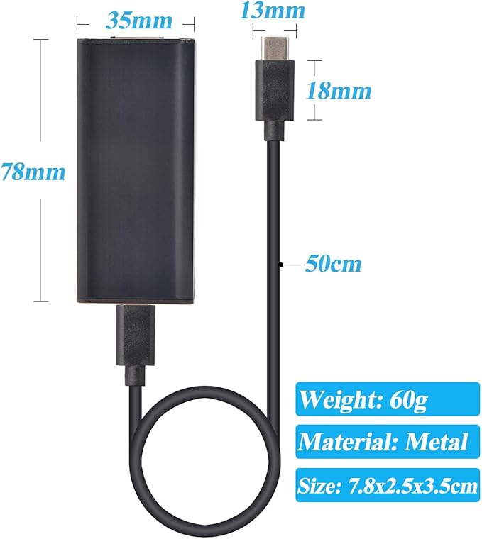 2.5G 25W PoE to USB-C Converter Adapter, Type-C Output Power & Ethernet 2 in 1, Max 20V 25W Charging & 2.5Gbps Rate for Laptop, Plug & Play (2.5GPD2CAT-20V)