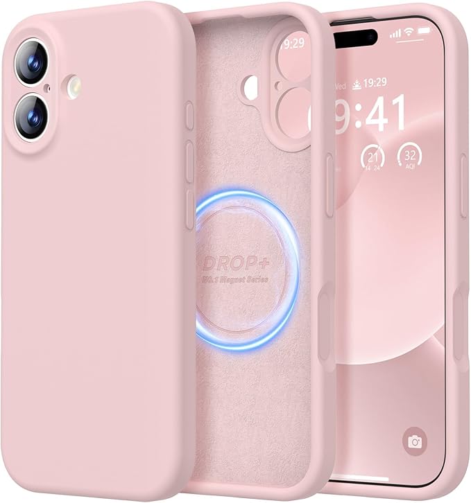LOVE 3000 Designed for iPhone 17 Case, Premium Silicone [Compatible with Magsafe][Soft Anti-Scratch Microfiber Lining] Shockproof Protective Phone Case for Men Women 6.3", Chalk Pink