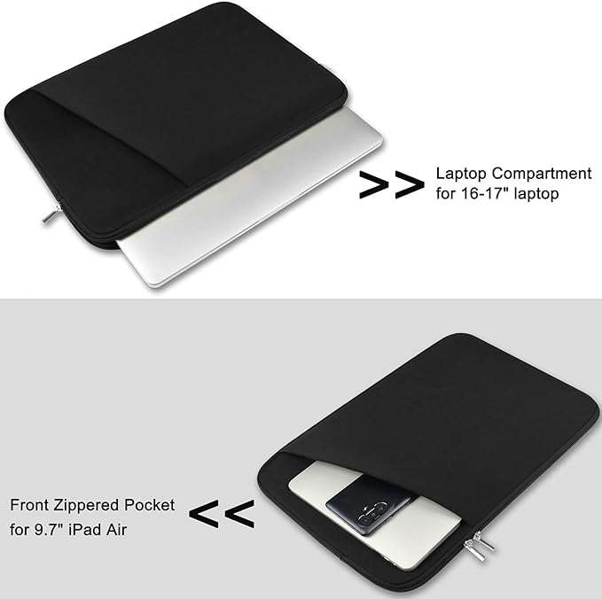 Laptop Case 17 Inch, Durable Briefcase Cover Shockproof Protective Sleeve, Handbags Portable Laptop Bag for 17 inch HP Dell Asus Lenovo Notebook Computer Case with Front Pocket, Black