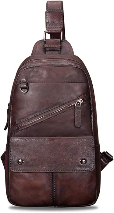 Genuine Leather Sling Bag for Men and Women Vintage Handmade Sling Backpack Shoulder Purse Crossbody Chest Bag