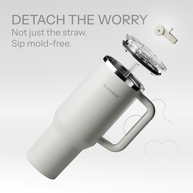 Easy Clean Pro Tumbler - 40 oz Water Bottle with Handle Quick-Disassemble Flip Straw, Leakproof Insulated Stainless Steel, Dishwasher Safe, BPA-Free Gifts for Women & Men