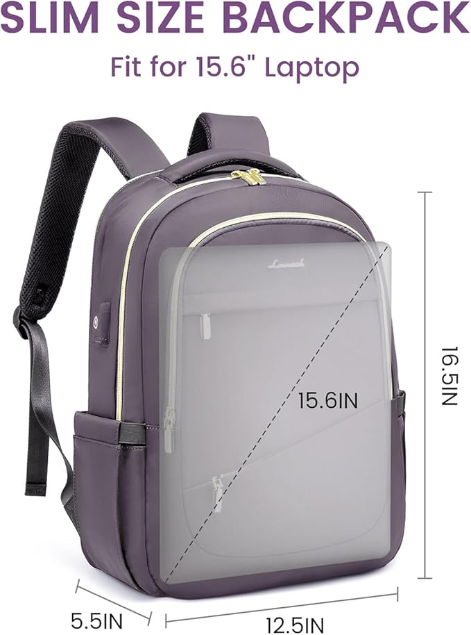 LOVEVOOK Laptop Backpack for Women, Slim Business Laptops Bag with Separate Computer Compartment Stylish Daypack for College Work Travel, Fits 15.6" Laptop