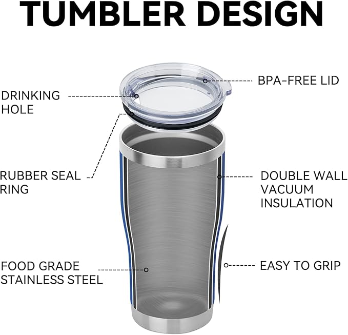 DOMICARE 20oz Tumbler with Lid Stainless Steel Tumblers Bulk, Double Wall Vacuum Insulated Coffee Travel Mug Powder Coated Tumbler, 4 Pack Dark Blue