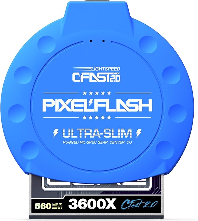 PixelFlash CFast 2.0 Card Reader USB C (Blue) - Memory Card Adapter with Cabled Type-C USB 3.1 Gen 2, Up to 10Gbps File Transfer, Ultra-Slim & Anti-Slip Rubber Shell, Compatible with Most Brands & OS