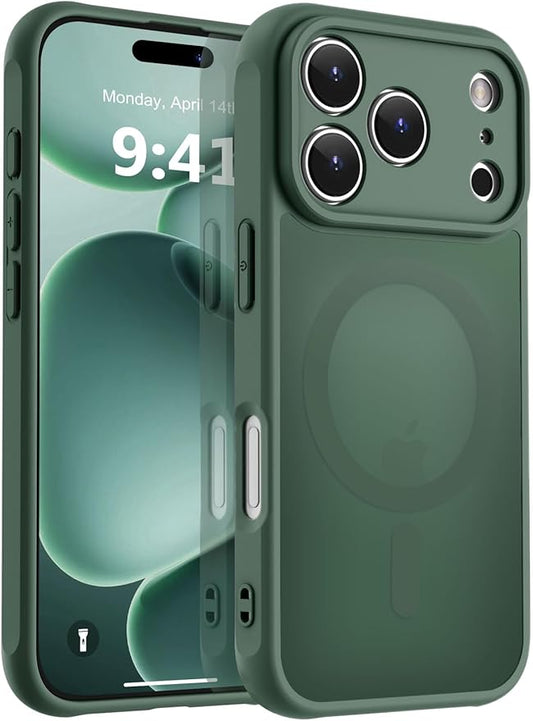 MOCCA Strong Magnetic Compatible with iPhone 17 Pro Case [Compatible with Magsafe] [Full Camera Protection] Slim Translucent Matte Shockproof Phone Case Cover 6.3",Midnight Green
