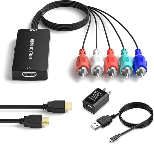 Dingsun HDMI to Component Converter, HDMI to YPbPr Component RGB + R/L Audio Adapter Support 720/1080P Compatibility Apple TV, Fire Stick, Roku, DVD Players ect.