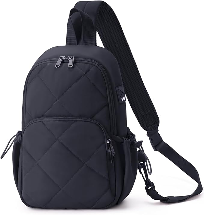 Wandering Nature Sling Bag for Women Lightweight Quilted Crossbody Bag Fits for 11" Tablet with Breathable Back Panel Anti Theft Pocket Padded Strap USB Charge Port, Ideal for Travel, Daily Use