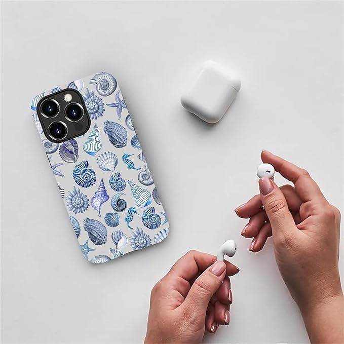 Case for iPhone 14 Pro Max,Summer Beachy Seashell for Woman Men Full Body Protective Cover Shockproof 2 in 1 Silicone + Hard PC Case for iPhone 14 Pro Max