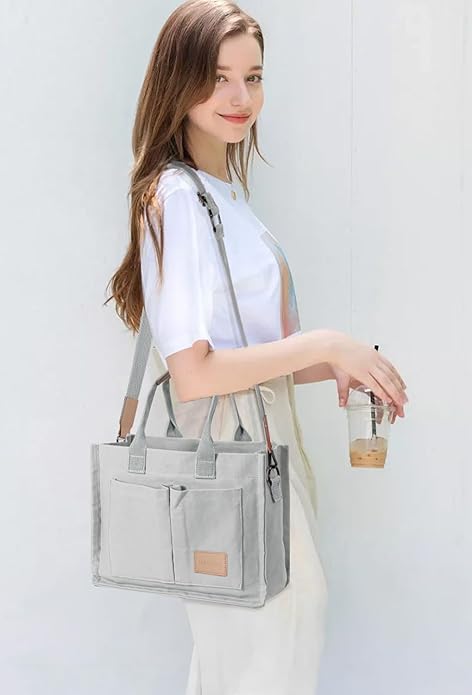 Tote Bags for Women Canvas Tote Purse Crossbody with Pockets Top Handle Shoulder Satchel Bag for Women