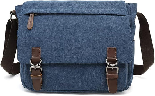 Sechunk Canvas Vintage Messenger Bag Shoulder bag Leather Large Travel Crossbody bags for men women 15inch Laptop