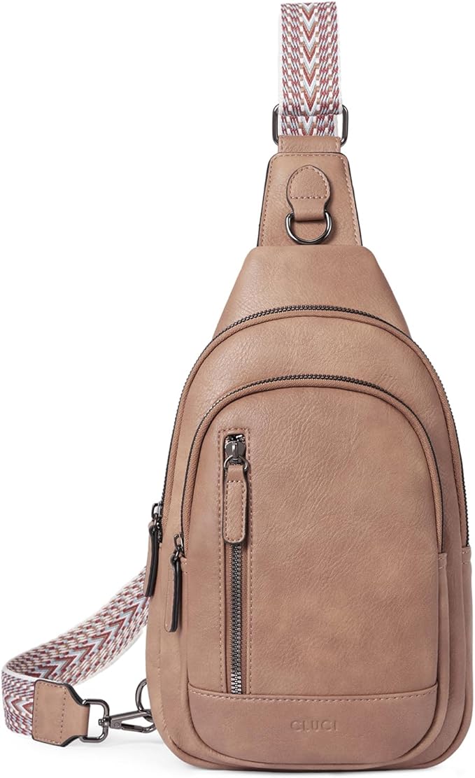 CLUCI Crossbody Bags for Women Men,Leather Sling Bag Cross Body Backpack for Woman Gifts for Women Birthday Unique