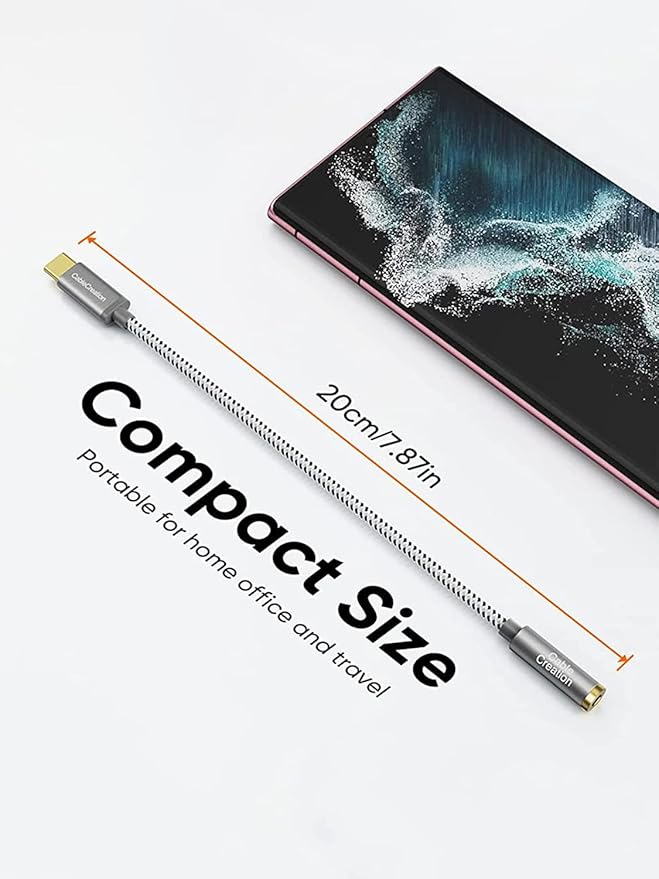 CableCreation USB C to 3.5mm Audio Adapter, Type C to Headphone Adapter, USB C to Aux 24bit/96kHz HiFi DAC Cable for iPhone 16 15 Pro Max/15 Pro/15 Plus, iPad, Galaxy S24 S23 Ultra, Pixel 9, 0.33 ft