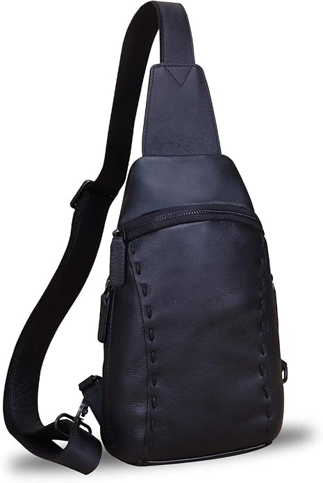 LRTO Genuine Leather Silng Bag for Women and Men Vintage Real Leather Sling Backpack Shoulder Crossbody Bag Chest Purse