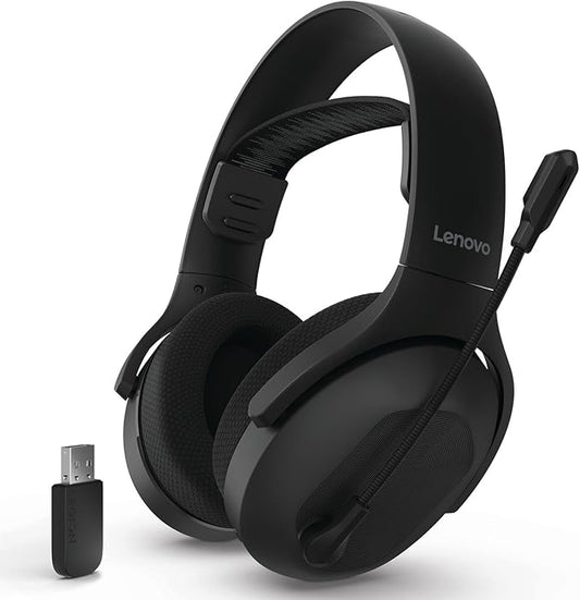 Lenovo Legion H410 Wireless Gaming Headset, Bluetooth or 2.4 GHz USB-A Connection, Lightweight (304 Grams), Adjustable Headband, Flip to Mute Mic, Black