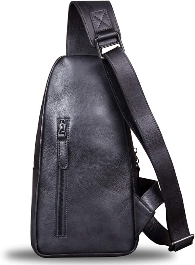 IVTG Genuine Leather Sling Bag for Men and Women Chest Shoulder Crossbody Hiking Backpack Vintage Handmade Daypack
