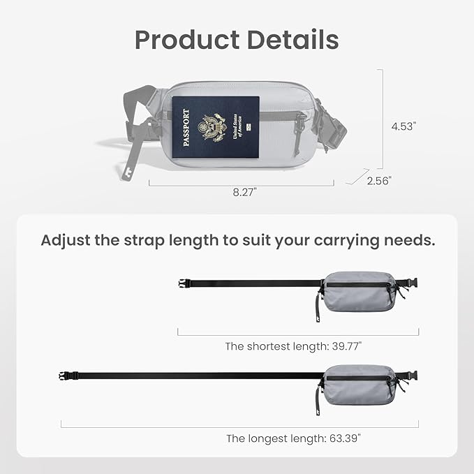 tomtoc 1.5L Sling Bag with RFID Blocking, Crossbody Bag Minimalist Chest Shoulder Pack for Men and Women, Water-resistant Lightweight Casual Waist Fanny Pack for Travel, Daily Use