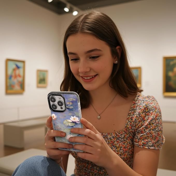 for iPhone 14 Pro Case, Impressionist Water Lily Scene, Military-Grade Drop Protection, Cute Soft Slim TPU Protective Cover with Camera Lens Protection for Women & Girls